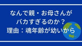 なんで親・お母さんがバカすぎるのか？その理由：魂年齢が幼いから。